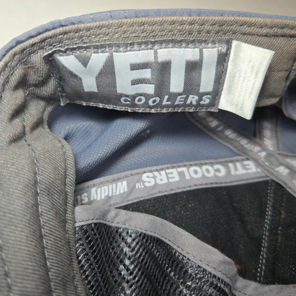 Yeti Coolers Hat Trucker Roper Grey Blue Outdoors Fishing Gorpcore Snapback Logo